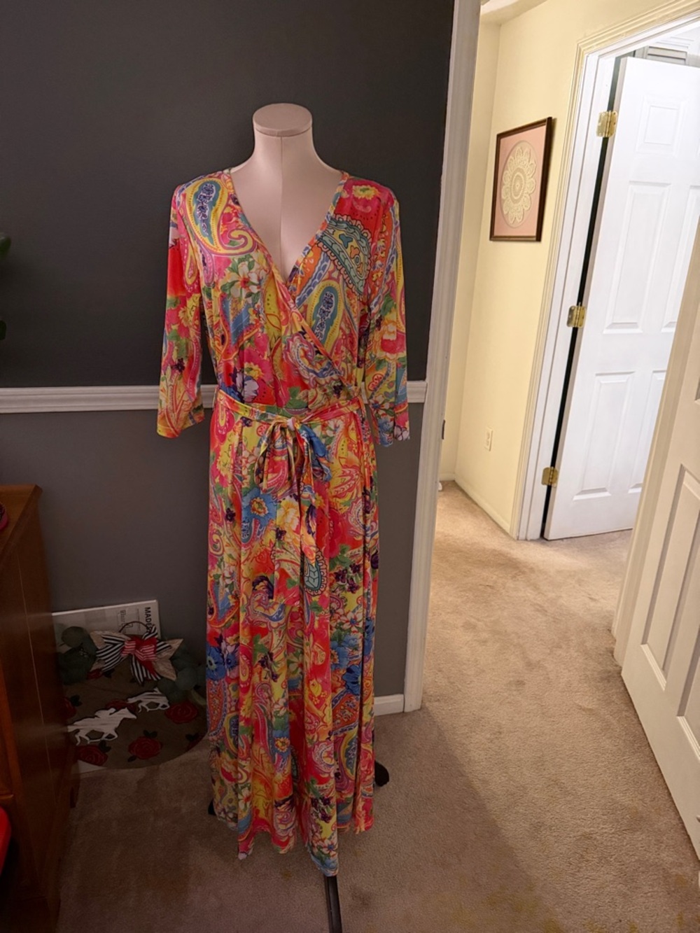 Floral Paisley Wrap Maxi Dress in Multicolor